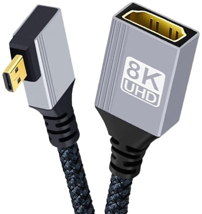 Allecto - HDMI 2.1 Kabel - Micro HDMI naar HDMI 8K - 90 Graden Hoek - 17 cm - Ondersteunt 8K@60Hz en 4K@120Hz - Hoge Snelheid en Betrouwbaarheid - ...