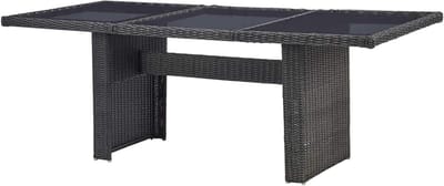 Eettafel voor buiten - Tuin of terras - Gezellig dineren - Weerbestendig polyrotan - 200 x 100 cm - Zwart