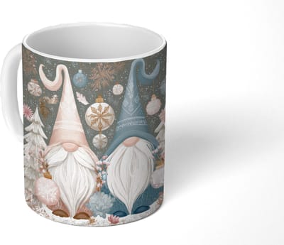 Mok - Koffiemok - Kerst - Gnomen - Pastel - Mokken - 350 ML - Beker - Koffiemokken - Theemok