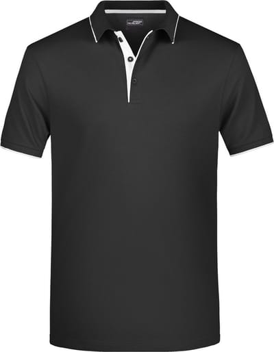 James & Nicholson Poloshirt - Golf Pro premium - heren - zwart/wit - herenkleding - Werkkleding - Katoen S