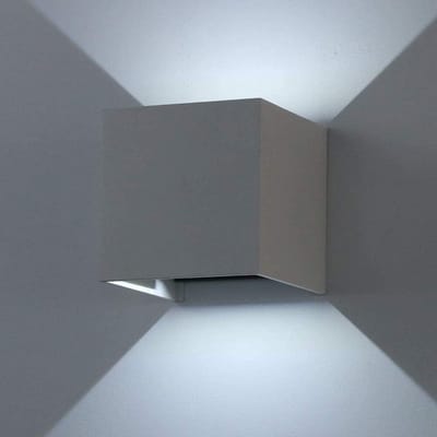 K-Bright 12 W wandlamp voor binnen en buiten, met instelbare stralingshoek, led-wandlampen, 6000 K, koudwit, wandlamp, waterdicht, IP65, wandlamp voor woonkamer, slaapkamer, grijs