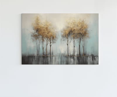 Canvas Schilderij - Kunst - Gouden Bomen - Wall Art - 60x40x2 cm