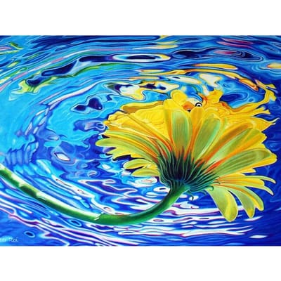 5D DIY diamant schilderij bloem in water diamant borduurwerk mozaïek kruissteek strass 20X30CM yellow