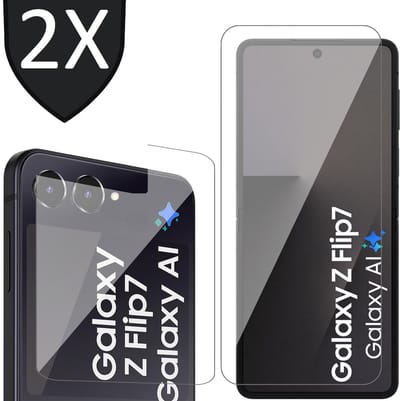 Screenprotector geschikt voor Samsung Galaxy Z Flip 7 - 2x Volledig Dekkend Premium PET Screen Protector