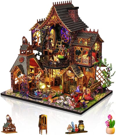 DIY Miniatuurhuis Bouwpakket - Klein Huis Modelbouwpakket Poppenhuis Met Verlichting & Gereedschap - Diy Houten Poppenhuis Miniatuur Bouwpakket Voor Volwassenen En Tieners - Creatief Knutsel Magisch Huis Bouwpakket - Woondecoratie