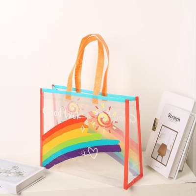 PVC Transparante Regenboog Schoudertas Waterdicht Strand Zwemmen Opbergtas Grote Capaciteit Boodschappentas Tassen W6290WW-