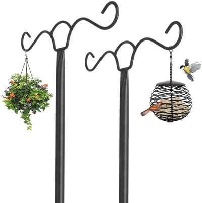 Dailygoods - SEGNAYEN Vogelvoederstation Hangend, 197 cm Vogelvoederpalen Ophangers Vrijstaand voor Tuin Metaal Zware Duty Dubbele Shephreds Haak voor Lantaarns, Licht, 2-Pack