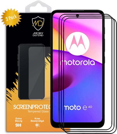 3-Pack MobyDefend Screenprotectors - Geschikt voor Motorola Moto E40 / Moto E30 - Screensaver Met Zwarte Randen - Gehard Glas