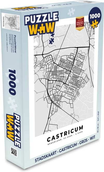 Puzzel Stadskaart - Castricum - Grijs - Wit - Legpuzzel - Puzzel 1000 stukjes volwassenen - Plattegrond