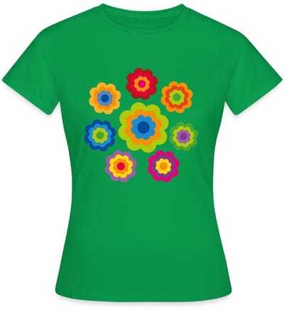 Flower Power 70er Jaren Hippie Bloemen Kostuum T-Shirt Dames