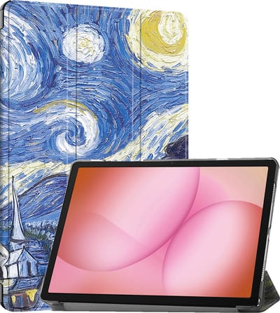Hoes - Geschikt voor Samsung Galaxy Tab A11 Plus - Dun & Stevig - Trifold Bookcase - Hard Cover - Hardcover Book Case - Tablet Hoesje - Sterrenhemel