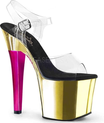 Pleaser - MOON711MER Sandaal met enkelband, Paaldans schoenen - Paaldans schoenen - 35 Shoes - Blauw