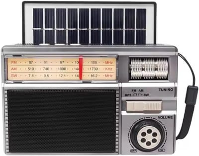Gloednieuwe draagbare FM/AM/SW-radio - retro, op zonne-energie werkende, oplaadbare radio, oplaadbare Bluetooth-luidspreker, inclusief TF-kaart-, USB- en AUX-aansluitingen.
