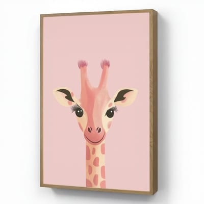 Nachtlampje 70x100 cm - Kinder lamp - Giraffe - Illustratie - Roze - Tafellamp kinderkamer draadloos - Slaapkamer lampje - Bedlamp kinderen - Kinderlampje - Wandlamp babykamer - Nachtlampjes