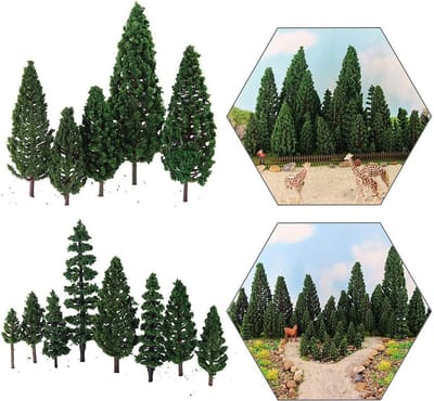 Model Grenen Bomen Set voor Modelspoor - 52 Stuks Kunststof Decoratie