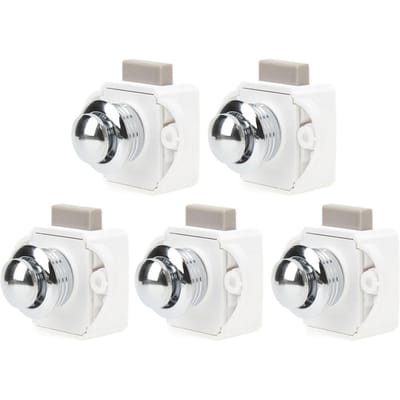 5 Stuks Drukknop Sluiting Zinklegering Sleutelloze Kastsloten voor 14‑16 mm Deurdikte white