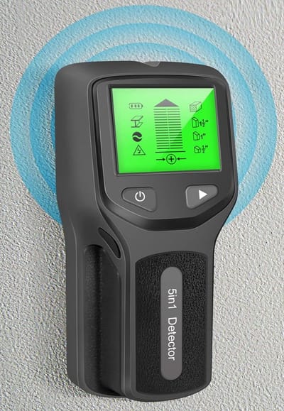 PolkaHome® Digitaal Muurscanner, 5-in-1 elektronische wandmetaaldetector, wandscanner met lcd-display, paaldetector, leidingdetector voor het lokaliseren van metalen, houten balken, wisselstroomkabels