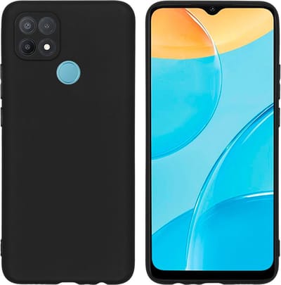 Siliconen Backcover met ingebouwd Glas voor Cameralens bescherming hoesje - Geschikt voor OPPO A15 - TPU hoesje zwart