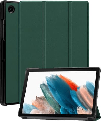 Hoesje Geschikt voor Samsung Galaxy Tab A8 - Dun & Stevig - Trifold Bookcase - Hard Cover - Hardcover Book Case - Tablet Hoes - Donkergroen