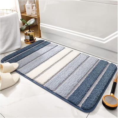 Microfibre Badmat - Luxe Serie - Badkamer Vloerkleed - Ultra Absorberend - Snel Droogend - Antislip TPR Onderkant - Zachte Douchemat - 50x80 Cm - Blauw