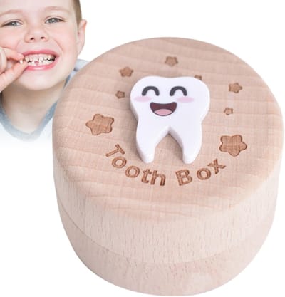 KZQ Houten Herinneringsdoos voor Uitgevallen Tanden en Eerste Babylokjes, Bewaarhouder voor Kinderkamer, Verjaardag of Herdenkingscadeau voor Jongens Meisjes Mama en Papa, Babytanden Tandendoos Voor Thuis