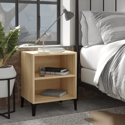 vidaXL - Nachtkastje - met - metalen - poten - 40x30x50 - cm - sonoma - eikenkleurig