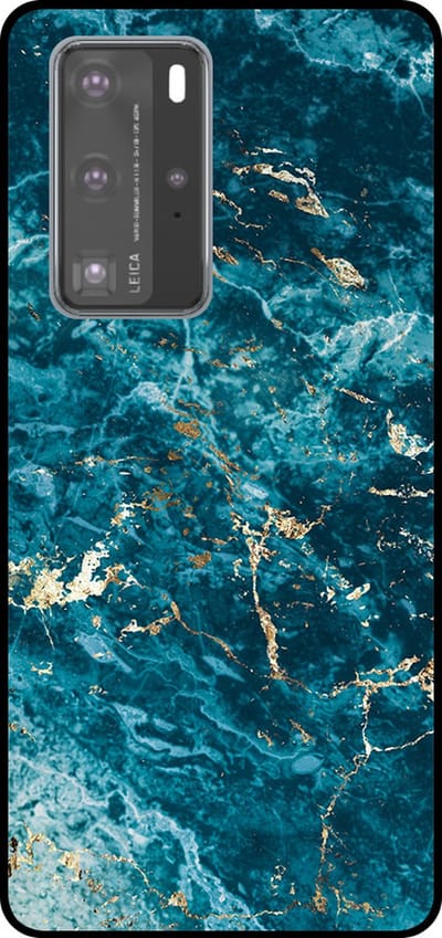Smartphonica Telefoonhoesje Geschikt voor Huawei P40 Pro met marmer opdruk - TPU backcover case blue marble design - Blauw geschikt voor Huawei P40 Pro