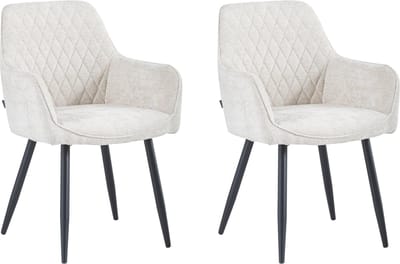 Colenis® - Beverly Eetkamerstoel - Set Van 2 - Beige - Chenille Stof - Industrieel