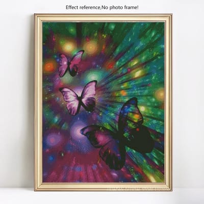 Diamantborduurwerk Volledig Scherm Vlinders 5d Diamantschilderij Volledig Boren Ronde Vlinder 20X30 blue
