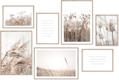 Posterset Beige - Wanddecoratie Set - Huis Aankleden - 7 Bijpassende Afbeeldingen - A3 en A4 - Beige