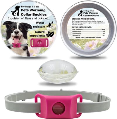 Ryoudavell - Natuurlijke Anti-Vlooienband en Anti-Tekenband voor Honden - Waterdichte Tekenband - Extreem Rekbaar met Capsules - Roze Vlooienband Hond