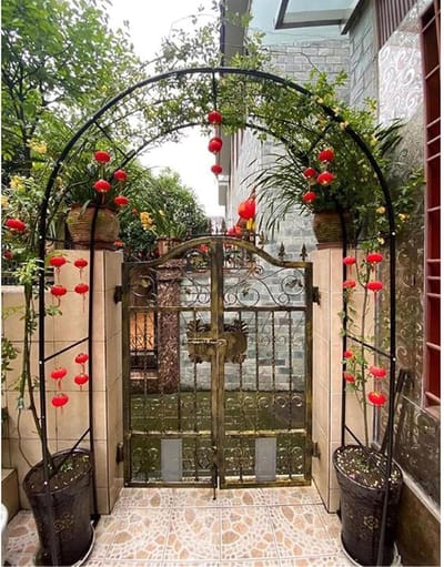 Rozenboog Metaal - Tuinboog Klimplanten - Decoratie Tuin - Roestbestendige Coating - 120x220cm - Zilverkleurig