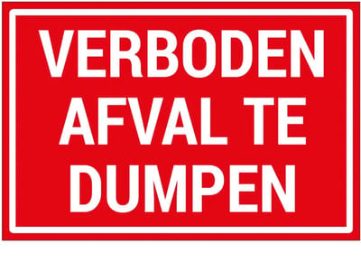 Verboden afval te dumpen sticker | 18 x 12 cm