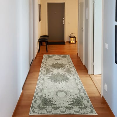 ABAKUHAUS Vloerkleed - Woonkamer Tapijt – zon en maan – 76 x 229 cm – reseda