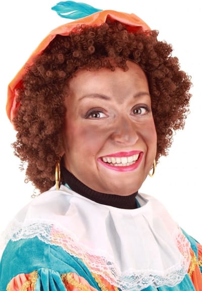 Pieten Pruik Bruin Krullen - met Gratis 2x Haarnetje - Pietenpruik Piet Krulletjes - Sint Sinterklaas Bruine Haren Afro Haar Festival