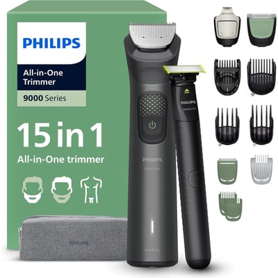 Philips Series 9000 Multigroom - Baardtrimmer - 15 in 1 - Precisietrimmer - Lichaamstrimmer - Wenkbrauwtrimmer - Face&Hair&Body - Scheersensor - Opbergetui inclusief OneBlade Face - MG9531/15