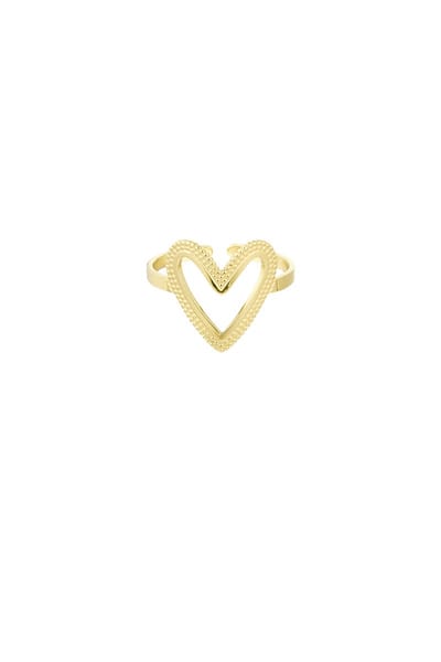 Yehwang - Gouden Ring Met Hart - Goud - Sieraad - Sieraden - Ring - Zomer - Cadeau - Dames - Cadeautip - Stainless Steel Sieraad