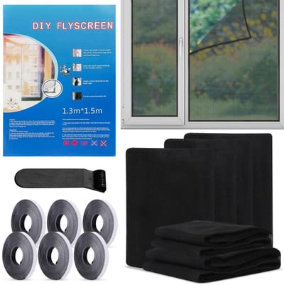 Dailygoods- Vliegengaas Ademend - Insectenbescherming - Raamhor - Zelfklevend - Klittenband - 6 Stuks 130x150 cm - Insectenhor