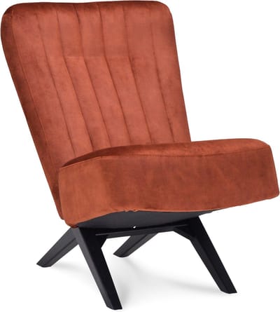 Icon Living - Fauteuil Dave - Velours Adore Copper - Poot Zwart