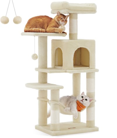 Feandrea - Krabpaal - Kattenboom - Meerdere Verdiepingen - 4 Krabpalen en Hangmat