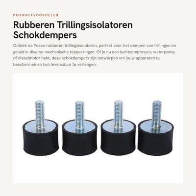 Dailygoods- Rubberen Pluggen Trillingsremmend - Schokdempers - Dempingselementen - M6 - 4 Stuks - Geschikt voor Luchtcompressoren/Benzinemotoren - Trillingsisolatoren