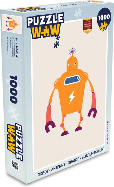 Puzzel Robot - Antenne - Oranje - Bliksemschicht - Jongen - Kids - Legpuzzel - Puzzel 1000 stukjes volwassenen