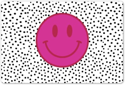 Placemats 45x30 cm - Placemat kunststof - 1 stuk - Smiley - Roze - Stippen - Borden onderleggers - Decoratie voor op tafel - Keuken tafeldecoratie accessoires - Vinyl onderlegger - Tafelversiering