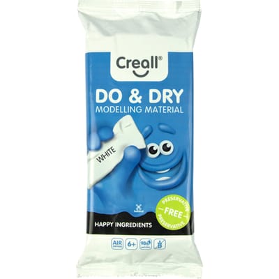 Creall Do & Dry | Luchtdrogende klei kleur Wit | 1 x 1000g | Made in Holland | Zacht en klaar voor gebruik | Made in Holland | Knutselwerk kinderen, school, hobby, DIY en creatieve projecten