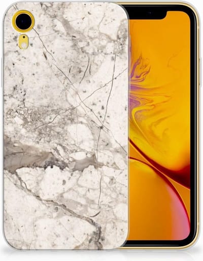 Apple iPhone Xr TPU Siliconen Hoesje Marmer Beige
