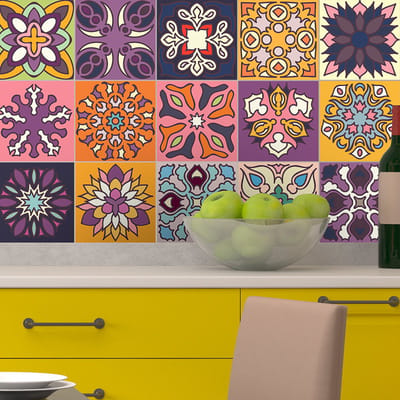 Zelfklevende tegelmuurstickers voor keuken en badkamer - 15 Marbella Azulejo tegelstickers - 15 stickers 10x10cm