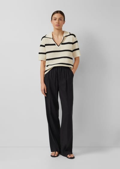 Linnenmix broek met plooien en elastische taille dames s.Oliver