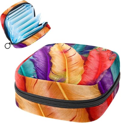 Maandverband Opbergzakje - Periode Tasje - Hygiënisch Opbergen - Zacht Duurzaam Materiaal - 12x17x17 cm - Meerkleurig