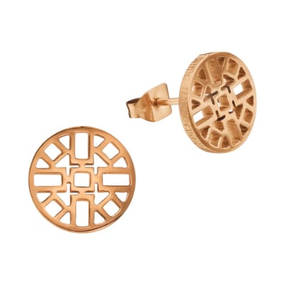 Aramat Jewels | Oorbellen | Rosékleurige Oorbellen Azteken Motief 10mm | | | |10mm | Staal | Kinderen, Volwassenen | Verkleurd niet