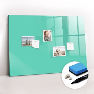 Tulup Whitebord - Kleur Turquoise Magneetbord - 100 cm x 70 cm - Magneetbord Design - Decoratief Magnetisch Bord - Magnetisch Memobord - Inspiratiebord Kantoor - Inclusief Gratis Magneten & Marker & Spons - Magnetisch Bord Kind - Magneetbord Foto